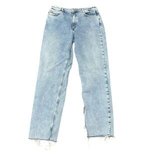 Anica Women's Long Straight Leg Distressed Jeans‎ Blue Size 12 Stretchy